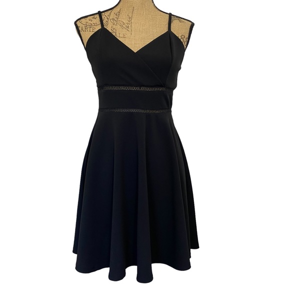 jun & ivy Dresses & Skirts - Francesca's Collection Jun & Ivy Black Skater Dress w/ Lattice Cut Outs - size L